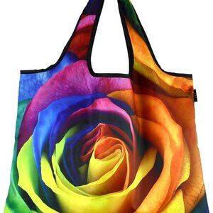 JUMBO Size, Heavy Duty Reusable Shopping Bags, Zipper Pocket, Rainbow, Large, Wo